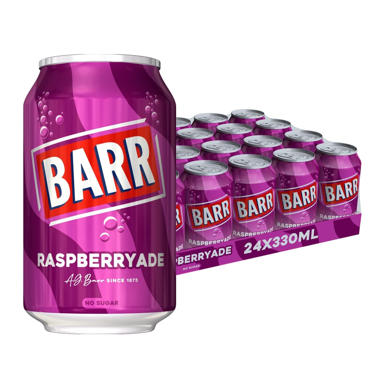 BARR 24 Pack American Cream Soda, Zero No Sugar Sparkling Soft Drink with a Creamy Taste of American Cream Soda Fizzy Pop, 24 x 330ml Cans — view 15