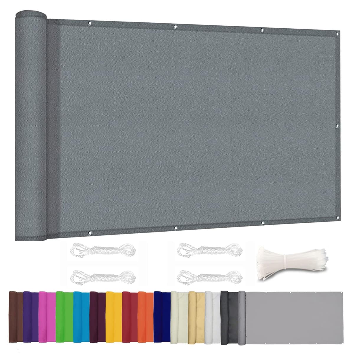 Balcony Privacy Screen for Backyard Deck Patio Balcony Fence Porch Sun Shade PVC UV Protection Sun Wind 8 Days Delivered 14 Colors 20 Sizes 420D(Grey,1x6m)