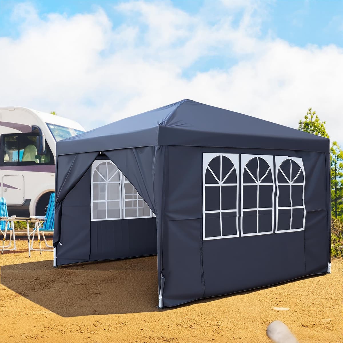 3x3m Pop Up Gazebo with 4 Removable Sidewalls, Portable Outdoor Party Tent with Carry Bag, All Weather Canopy for Camping, Markets, Garden Events (Grey) — view 5