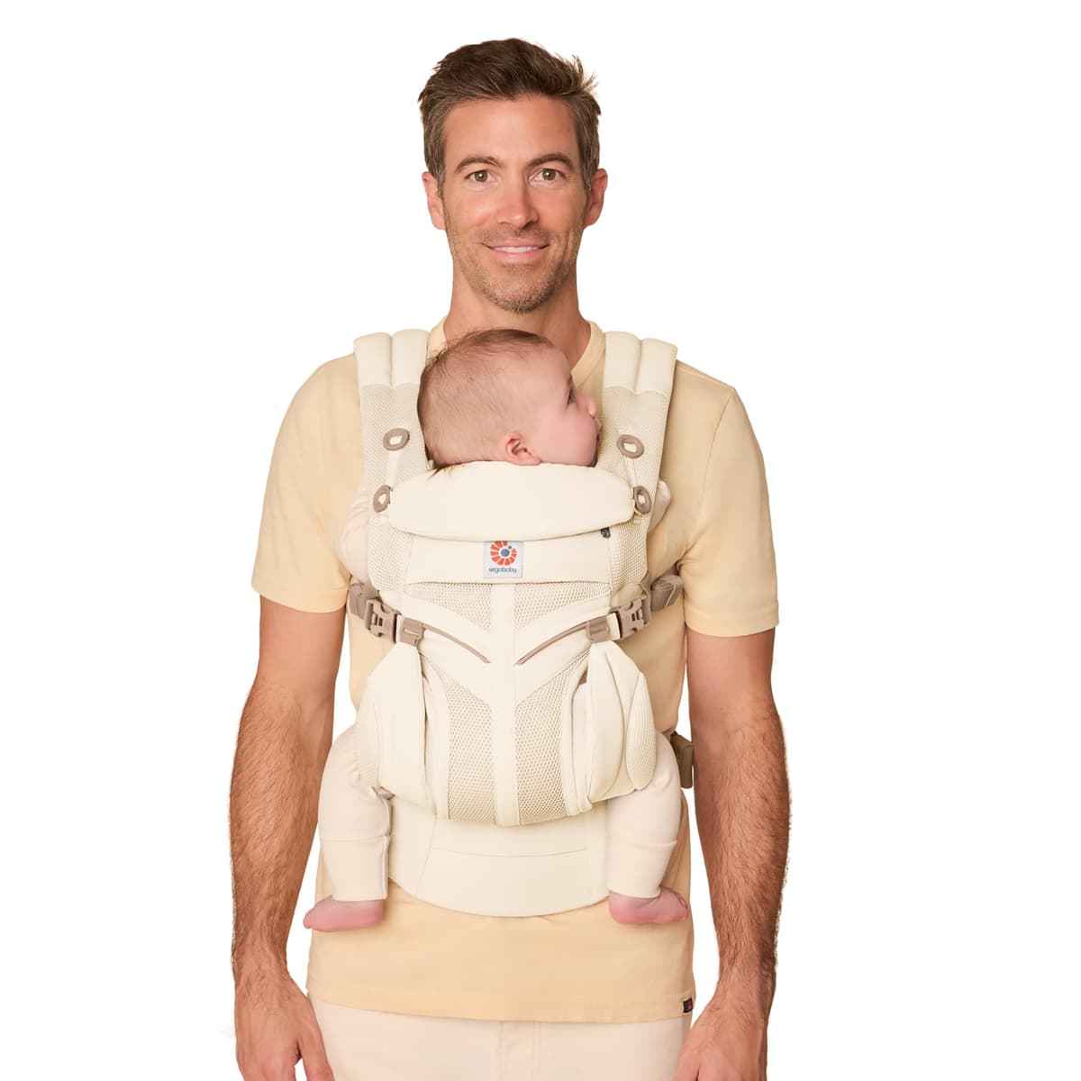 Ergobaby Mochila Portabebé Ergonómica Omni Classic Mesh 4-Posiciones de Porteo, Porta Bebe con Soporte Lumbar, Luminous Ivory