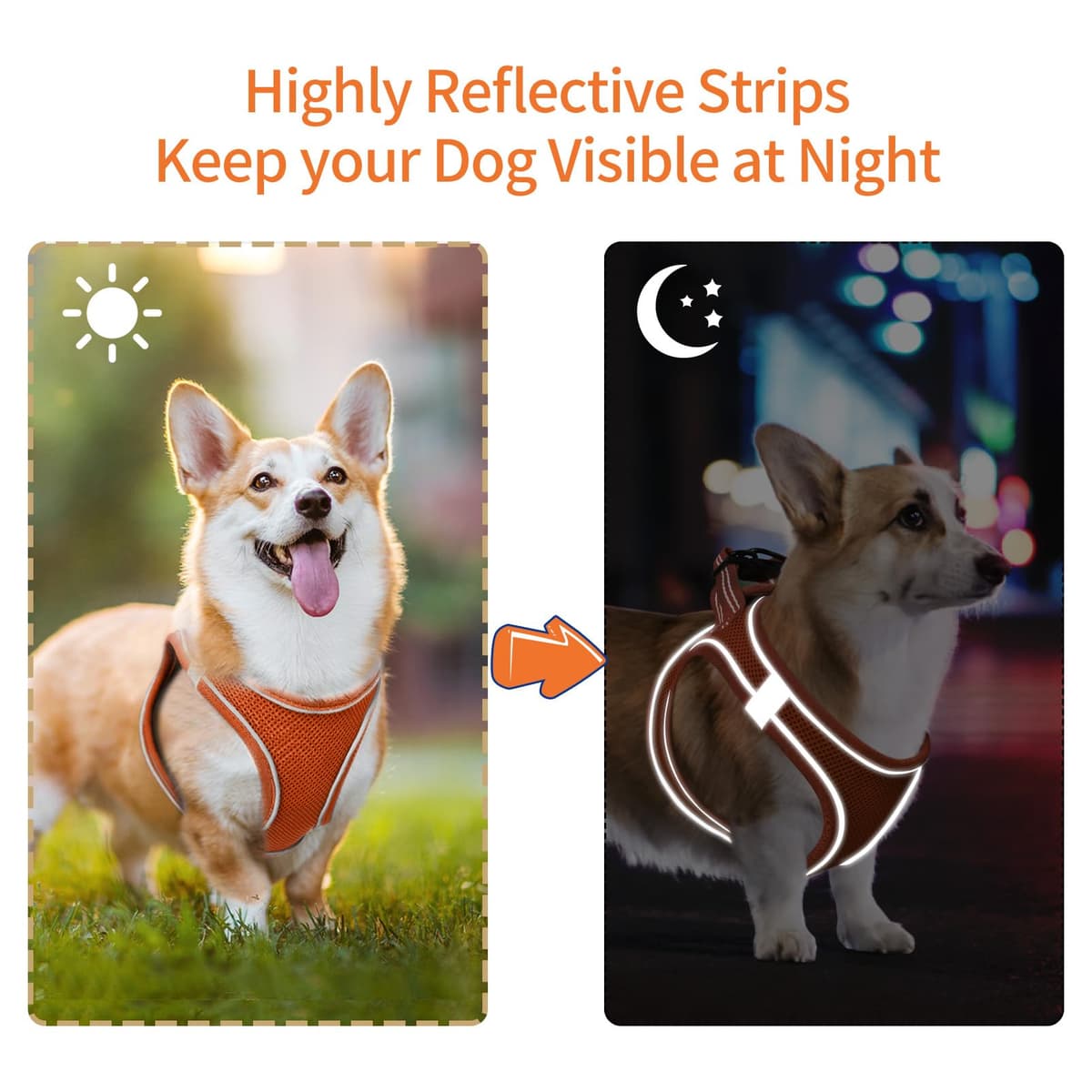 HEELE Arnes Perro Pequeño con Lineas Reflecantes Arnés Perro Antitirones Ajustable Suave Acolchado Cómodo para Viajar Pasear con Mascota, Flores Nanranja, S — view 22