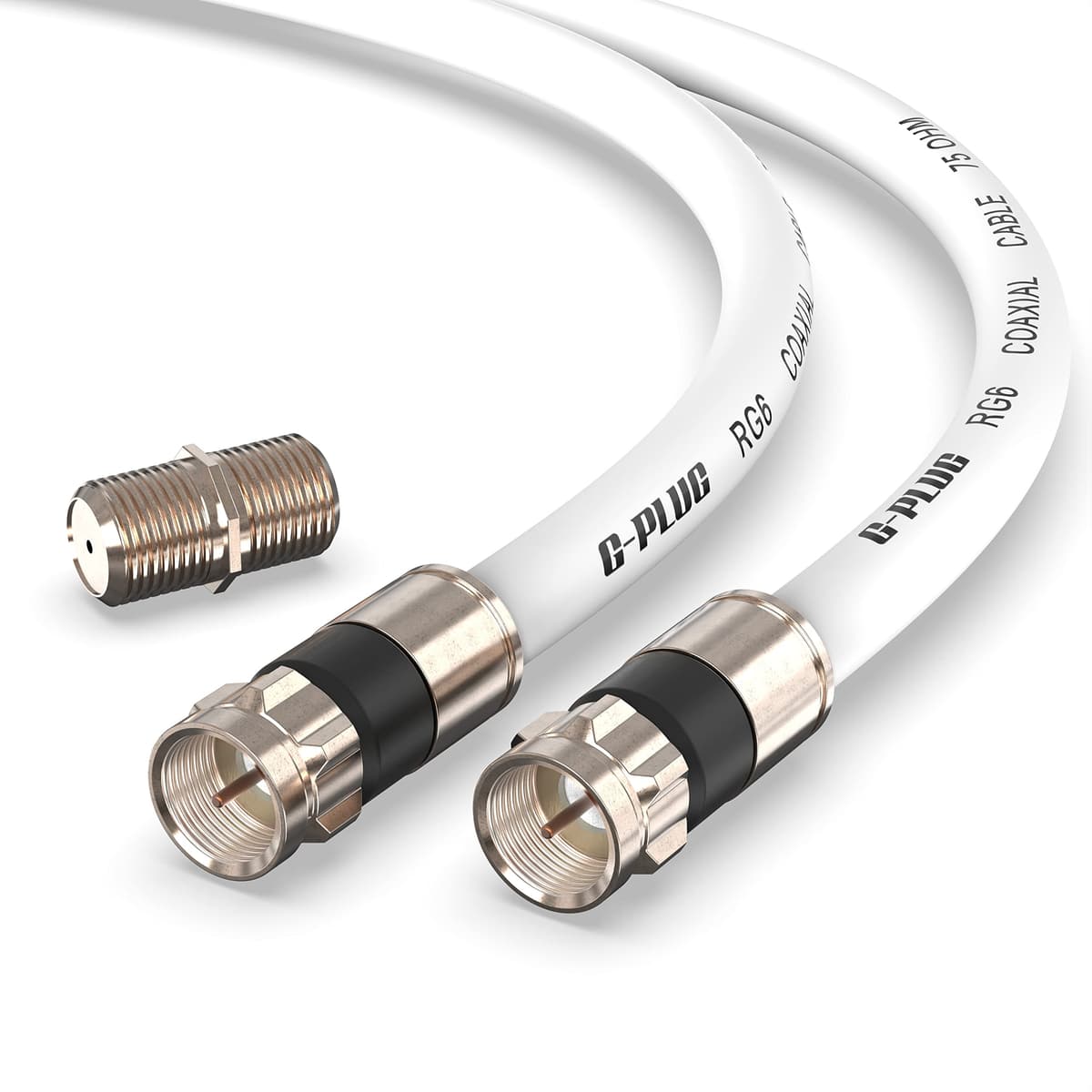G-PLUG 6FT RG6 Coaxial Cable Connectors Set – High-Speed Internet, Broadband, Digital TV Aerial, Satellite Extension – Weather-Sealed Double Rubber O-Ring and Compression Connectors – White — view 7