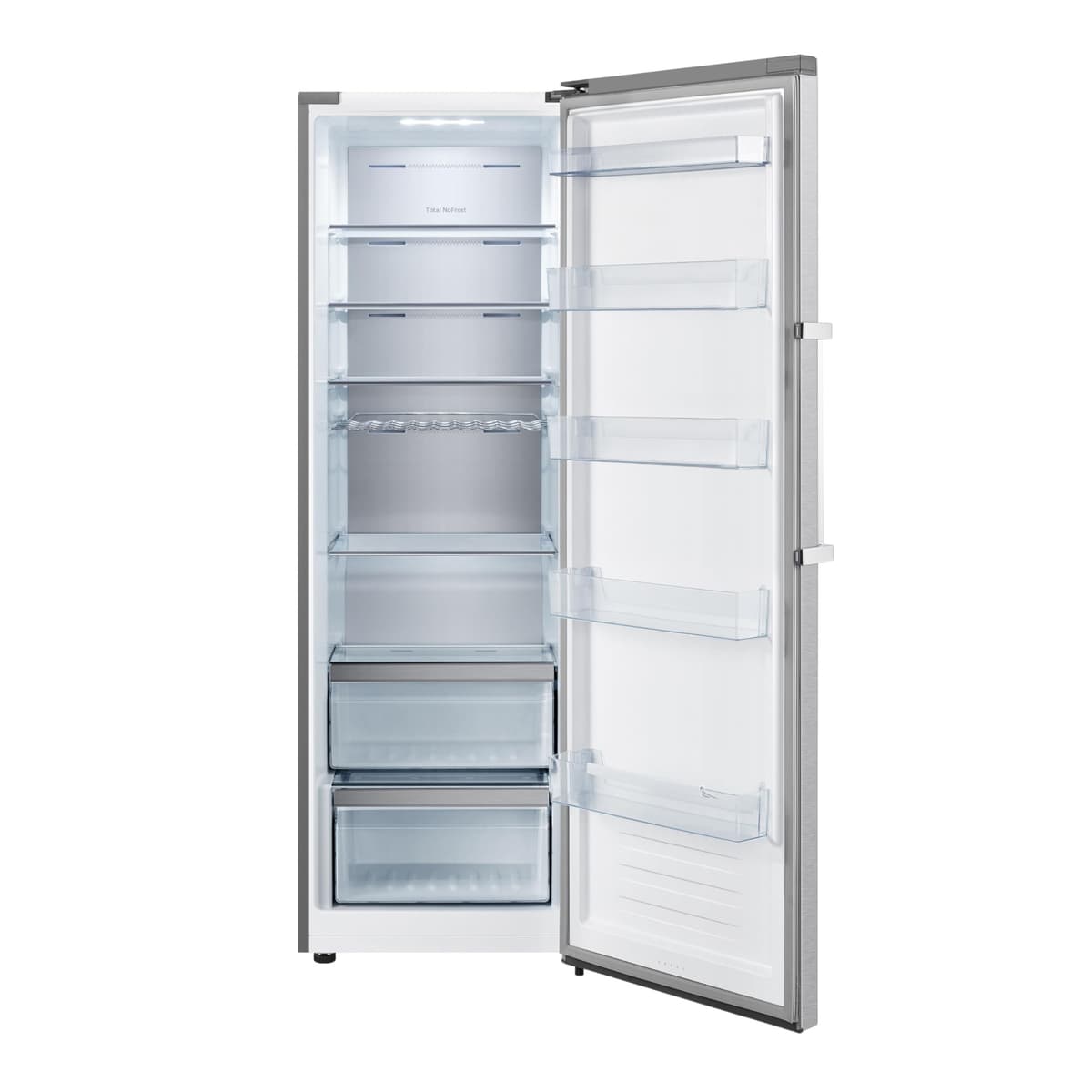 Teknix TH60TLX 60cm Freestanding Tall Larder Fridge - 370L Capacity - Metal Tech Cooling - Chrome Wine Rack - Stainless Steel - E Rated, H185.5 x W59.5 x D65.1 (cm) — view 2