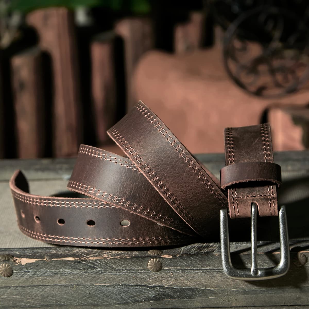 Vatan Men's Genuine Leather Casual Every Day Jeans Belts, Handmade Men Leather Belt with Gift Box — view 3