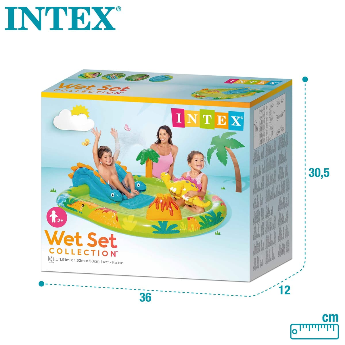 INTEX 57166 - Piscina infantil hinchable con dispersor de agua y tobogán dinosaurio, centro de juegos para niños — view 6