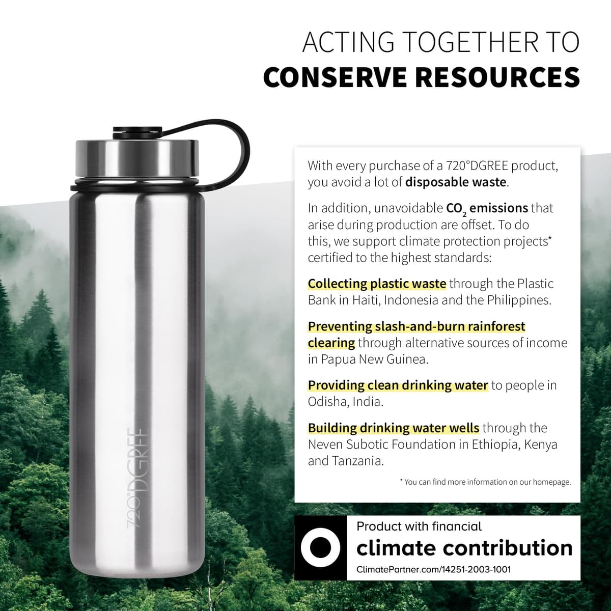 720°DGREE Vaccum Insulated Water Bottle “noLimit“ - 410ml, 530ml, 710ml, 950ml, 1200ml - Leakproof, BPA-Free, Thermo Stainless Steel Flask - Sports, Gym, School, Travel, Carbonated Drinks +Sports-Cap — view 4