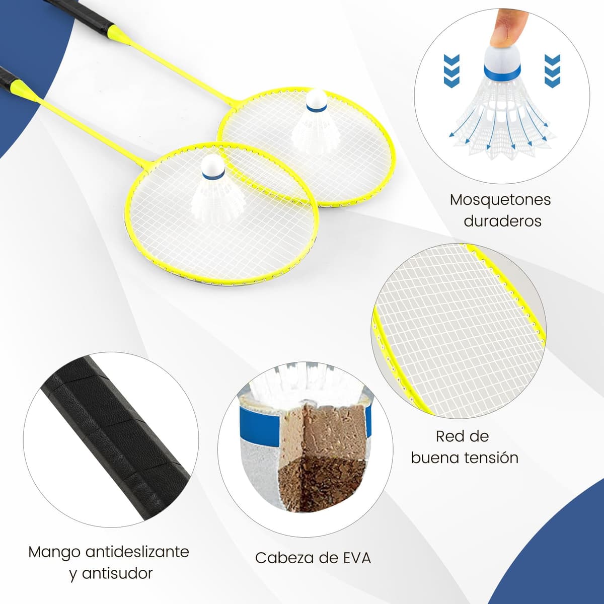 COSTWAY Set de Bádminton Completo, 2 Raquetas y 2 Volantes, Caja De Almacenamiento, Conjunto de Bádminton Completo Interiores y Exteriores, 270 x 33,5 x 160 cm — view 4