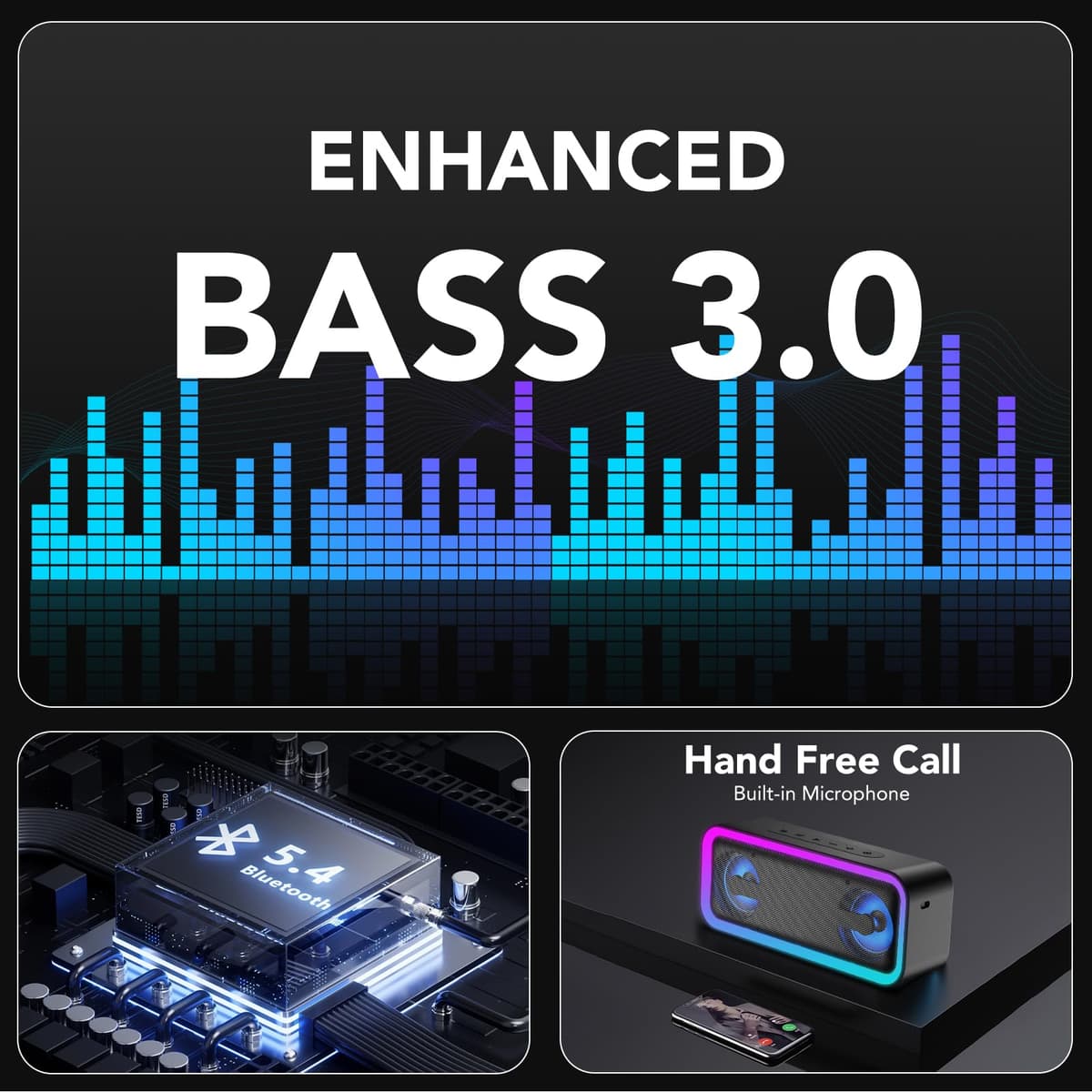 IKT Bluetooth Speaker, 40W Loud Stereo Sound Portable Speaker, 30Hrs Playtime, Speakers Wireless Bluetooth 5.4, Deep Bass, TWS Pairing, IPX7 Waterproof, 7 RGB lights, Speakers for Home/Party/Outdoor — view 3