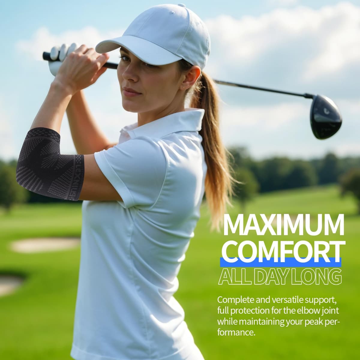 Tennis Elbow Brace for Men Women, Arm Compression Sleeve for Tendonitis, Tennis, Golfers Elbow Pain Relief, Arm Brace Support for Weightlifting, Workouts, Sports (Black,M) — view 6