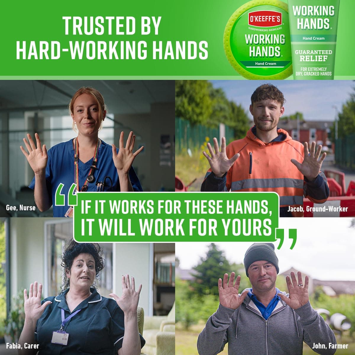 O'Keeffe's Working Hands, 80ml Tube - Hand Cream for Extremely Dry, Cracked Hands | Instantly Boosts Moisture Levels, Creates a Protective Layer & Prevents Moisture Loss — view 3