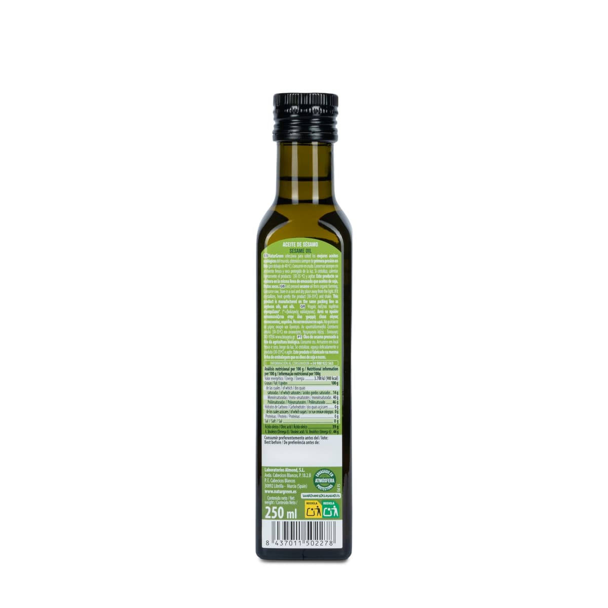 NaturGreen Aceite de Sésamo Bio de Primera Presión (502278), 250 Mililitros — view 2