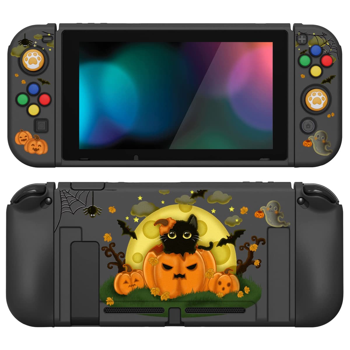 playvital ZealProtect Soft Protective Case for Nintendo Switch, Flexible Cover Protector for Switch with Screen Protector & Thumb Grip Caps & ABXY Direction Button Caps - Cherry Bunny & Cherry Bear — view 27