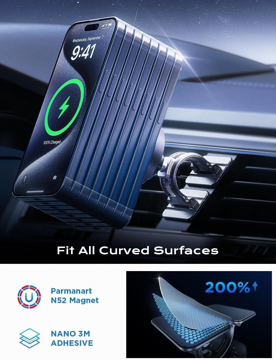 LISEN for Wireless Magsafe Car Mount Charger [15W Top Charge] Car Phone Holder Wireless Charger for iPhone 17 Pro Max Magnetic Phone Holder Cars for iPhone 17 Pro Max Air 16 15 14 Magsafe Accessories — view 6