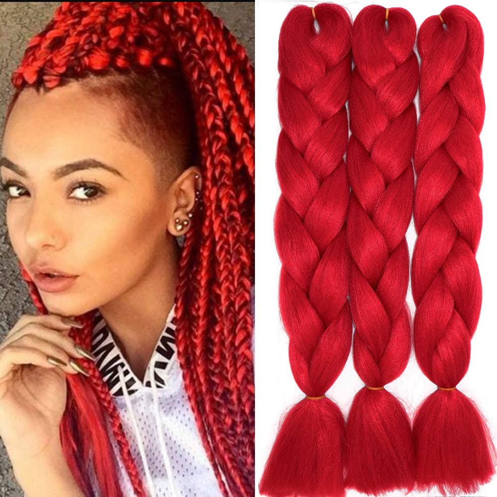 24" Braiding Hair Extension Jumbo Braids Synthetic 3bundles/pack Crochet Hair Afro Box Braid Heat Resistent (Dark Purple) — view 63