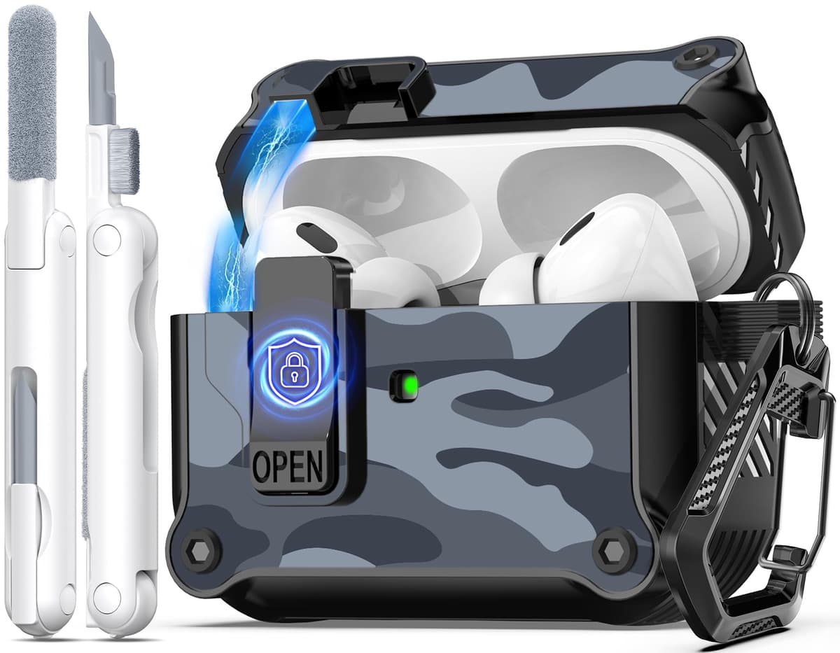 R-fun Compatible con AirPods Pro 2 Gen (Cubierta Auto emergente) con Kit de Limpieza, para Airpods Pro 2/1 Gen (2023/2022/2019), para Estuche Airpods Pro (USB-C/Lightning),Negro — view 20