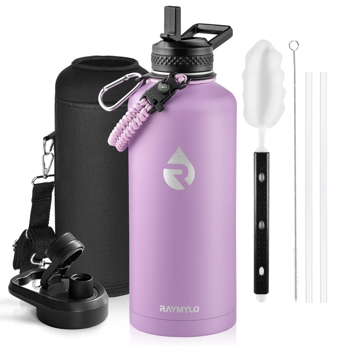 RAYMYLO One Gallon Water Bottle Insulated, Triple Walled Vacuum Stainless Steel (Cold for 48 Hrs), Leak Proof & Non-BPA, Large Water Flask Jug with Paracord Handle & Straw Spout Lids — view 34