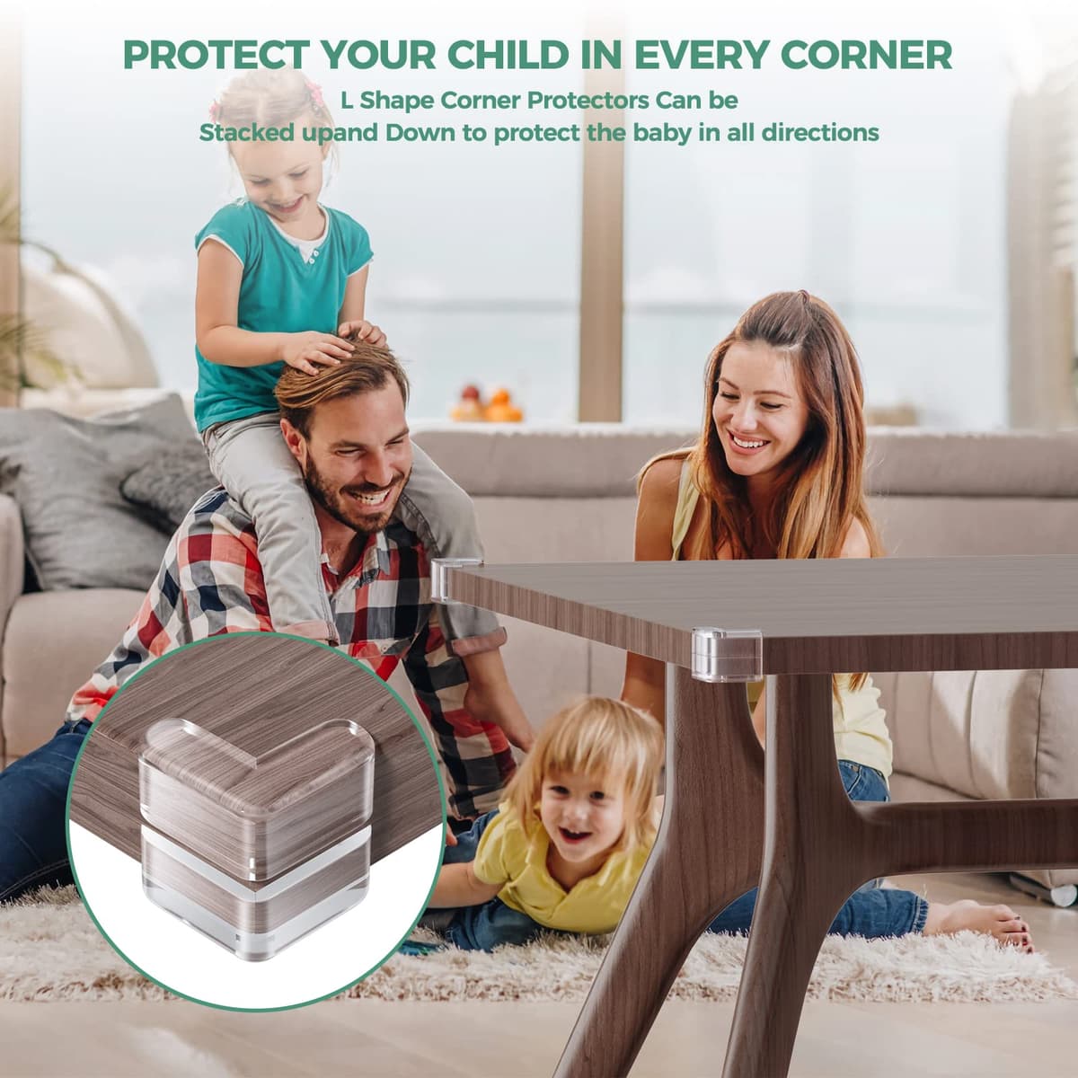 Peakally Corner Protectors for Baby Pack of 12, Thick Table Furniture Edge Protectors for Kids with Strong Adhesion, Corner Guard & Edge Safety Bumpers Clear - 6 R and 6 L — view 6