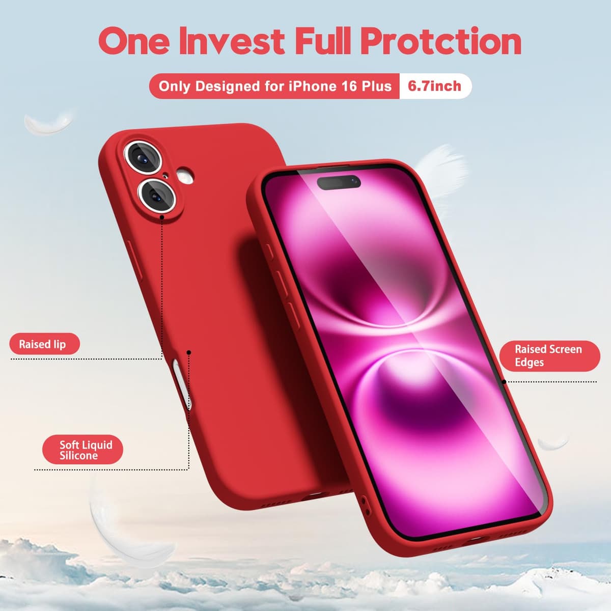 oakxco for iPhone 17 Pro Max Phone Case Liquid Silicone, Cute Thin Slim Grip Soft Rubber Gel for Women Men, Smooth Matte TPU Plain Solid Color Girly Simple Case with Camera Cover, Light Pink — view 595