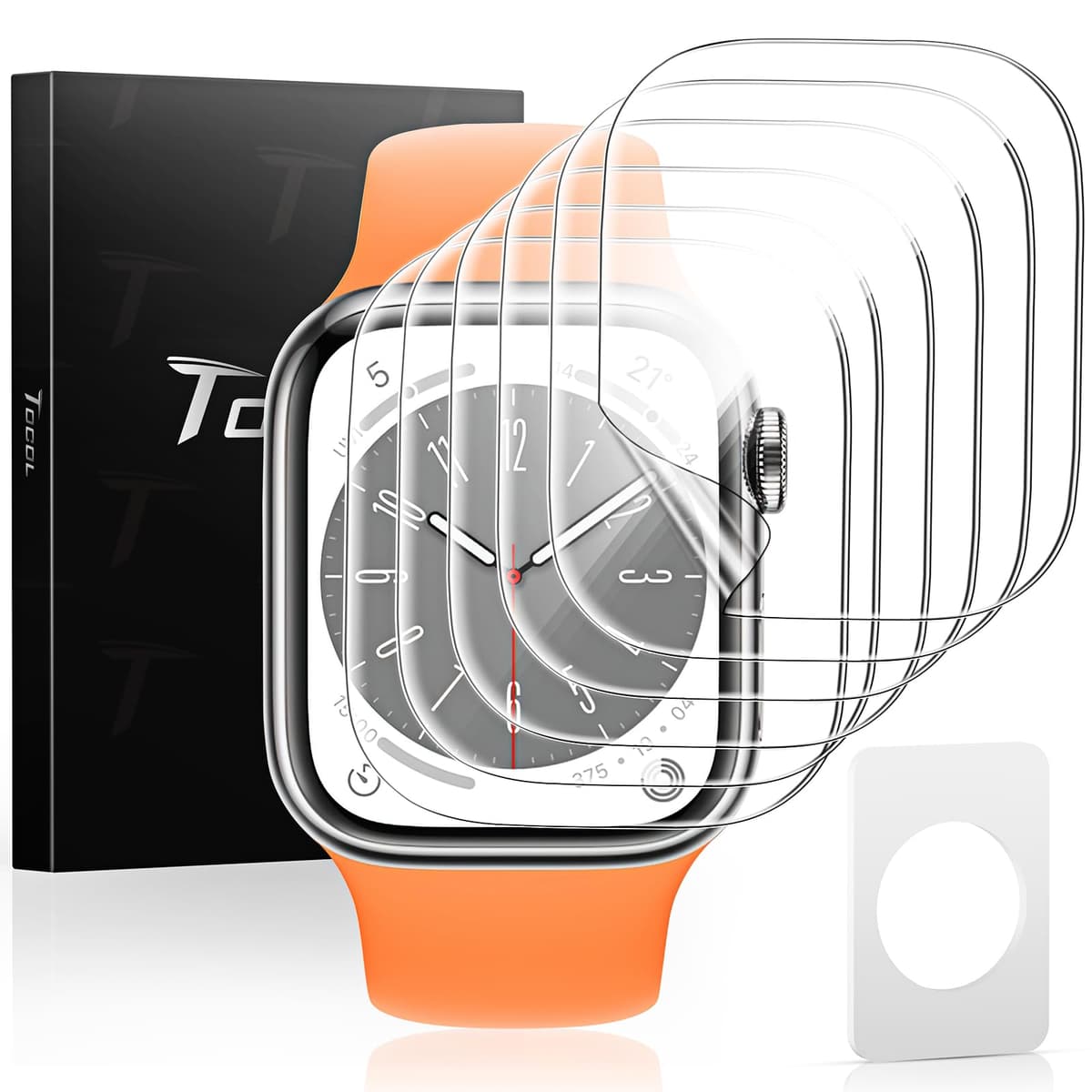 TOCOL [4 Pack Screen Protector for Apple Watch Ultra/Ultra 2(2023) 49mm, [10X Military-Grade Shockproof], Tempered Glass Screen Protector for iWatch Ultra 49mm, Anti-Scratch, High Definition, Clear — view 10