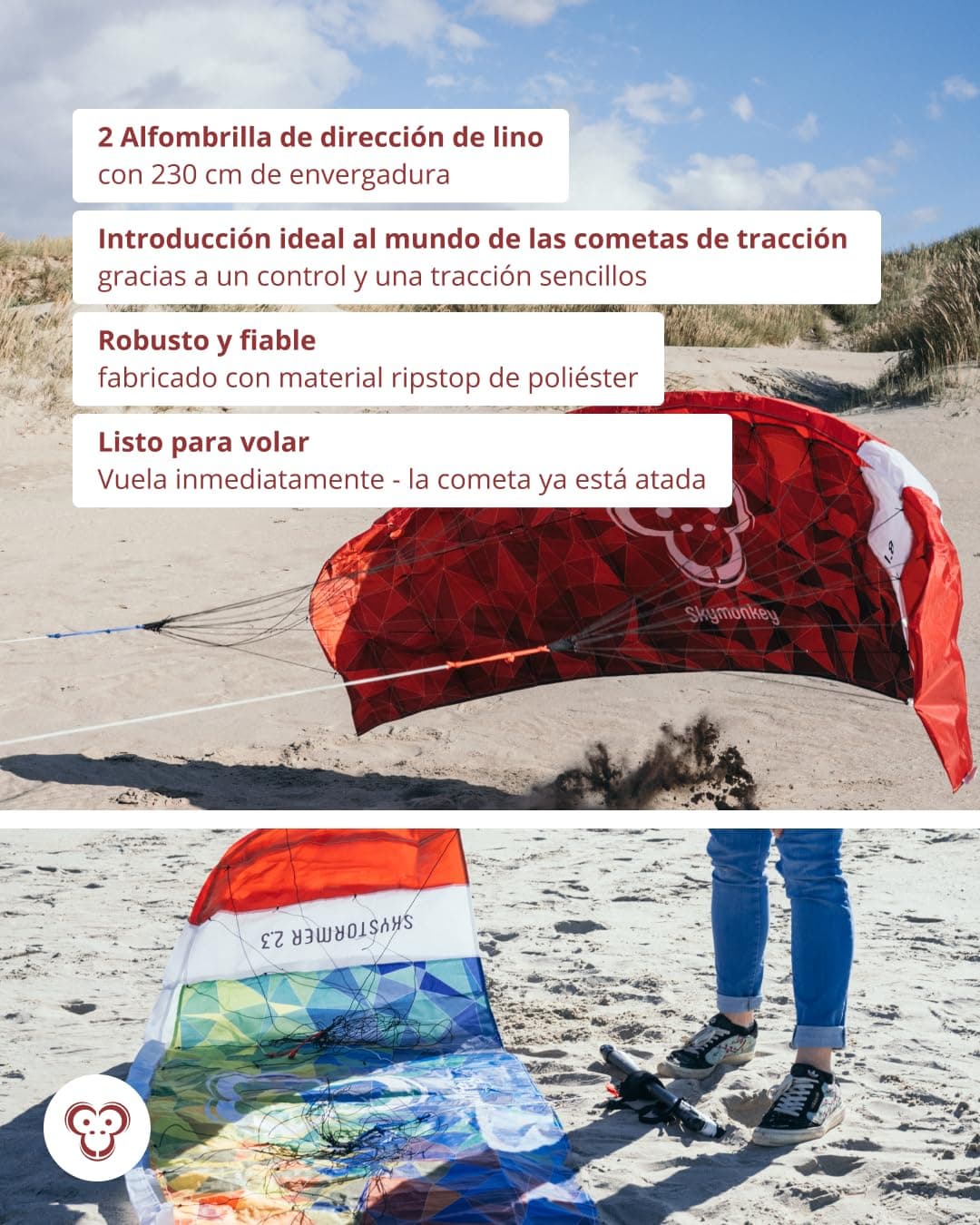 Skymonkey Skystormer Parafoil Cometa acrobática Ready 2 Fly - 180 cm / 230 cm Envergadura — view 4