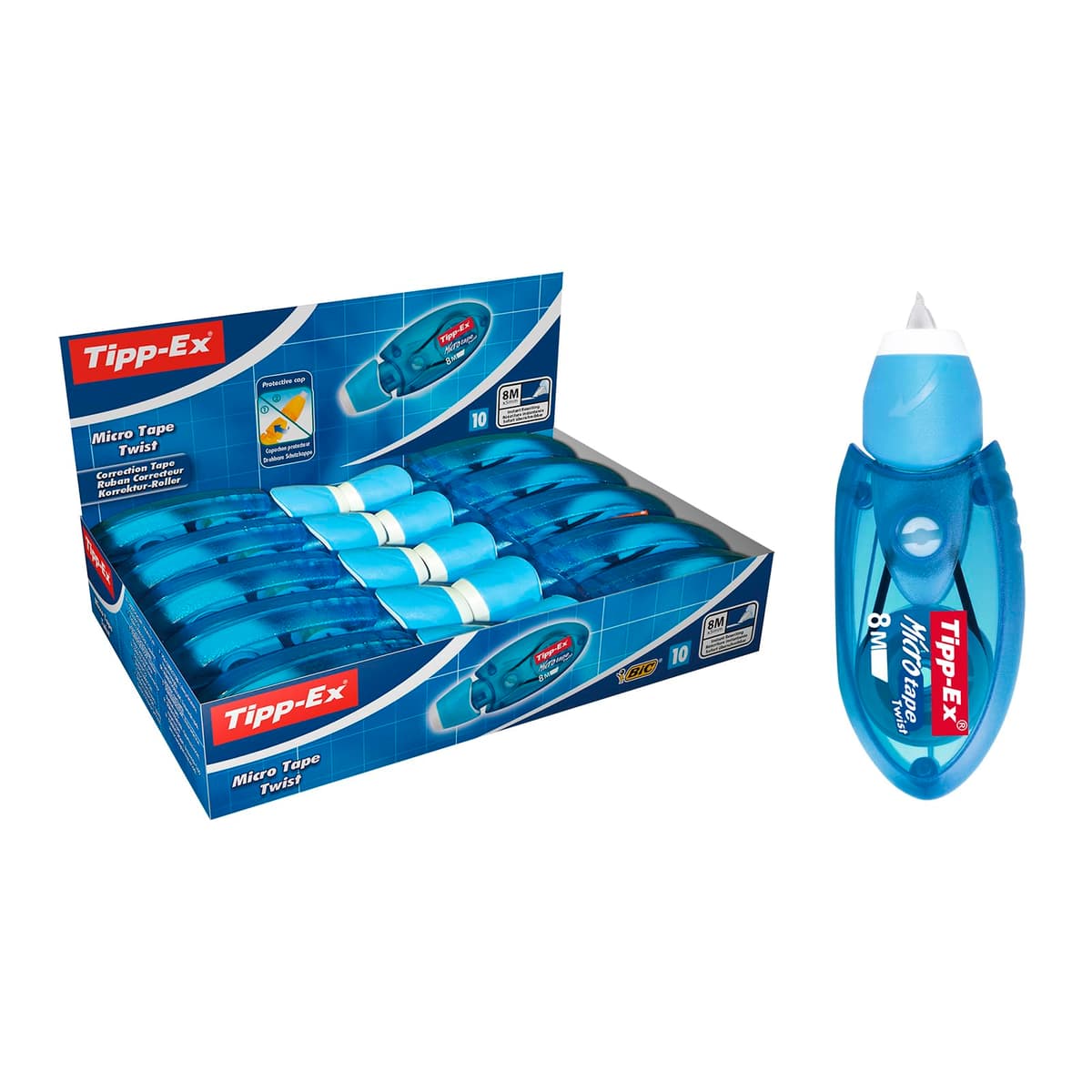 BIC Tipp-Ex Cinta Correctora de Bolígrafos, Óptimo para Material Escolar, Micro Tape Twist, 8m x 5mm, Con Cabezal Rotativo, Blíster de 3, Multicolor — view 8
