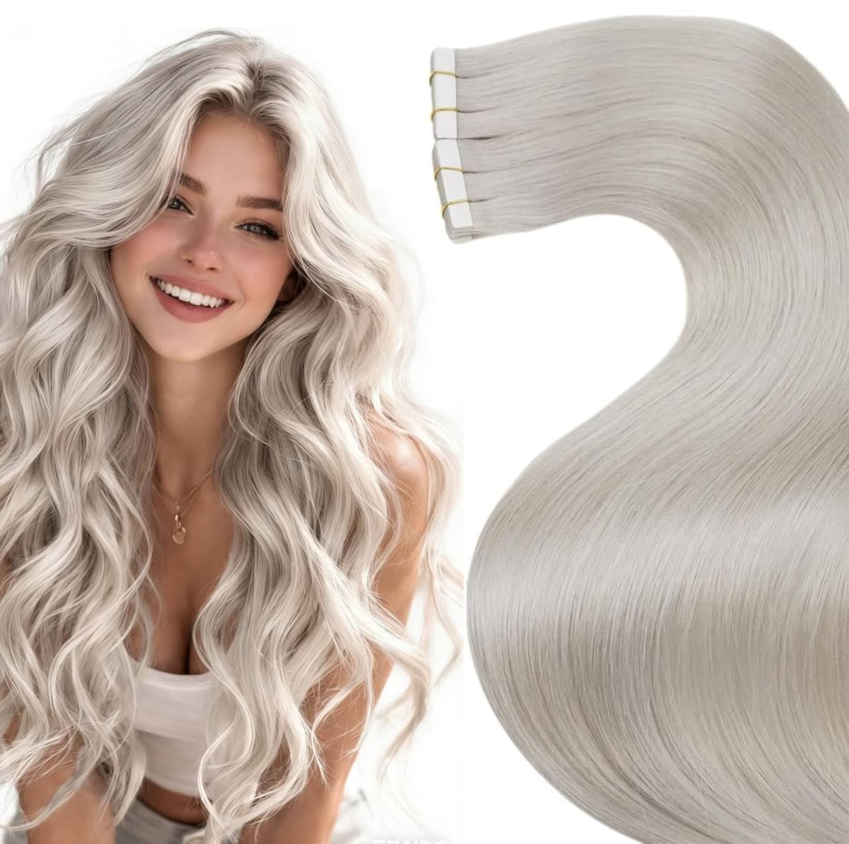 LaaVoo Tape in Hair Extensions Human Hair Blonde Tape Hair Extensions Real Human Hair Invisible Tapes Remy Straight Balayage Brown to Blonde Hair Double Sided Tabs 20pcs 50g 16 Inch #8/18/60 — view 57