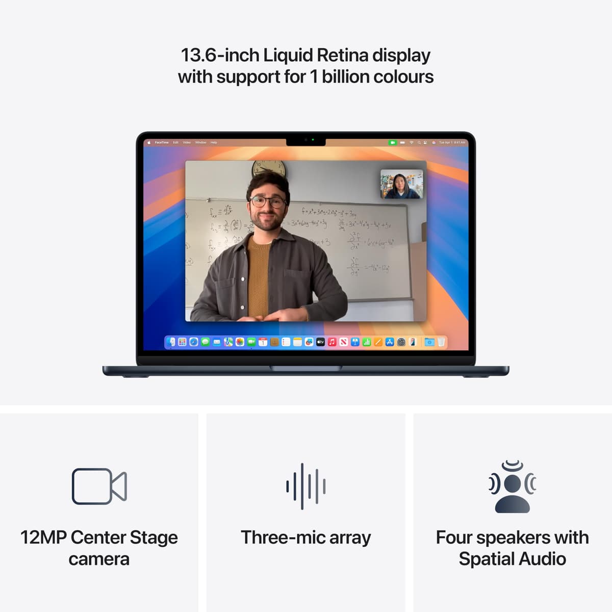 Apple 2025 MacBook Air 13-inch Laptop with M4 chip: Built for Apple Intelligence, 13.6-inch Liquid Retina Display, 16GB Unified Memory, 256GB SSD Storage, 12MP Center Stage Camera, Touch ID; Midnight — view 3