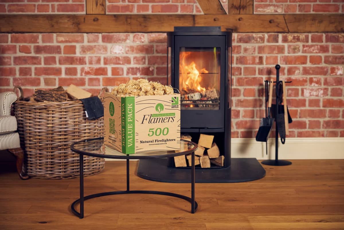 Flamers Natural Wood Wool Firelighters 500 Value Pack – Fire Lighters for Wood Burner, Open Fires and Fireplaces – BBQ starter – Fires starters- Made by us in the UK — view 4