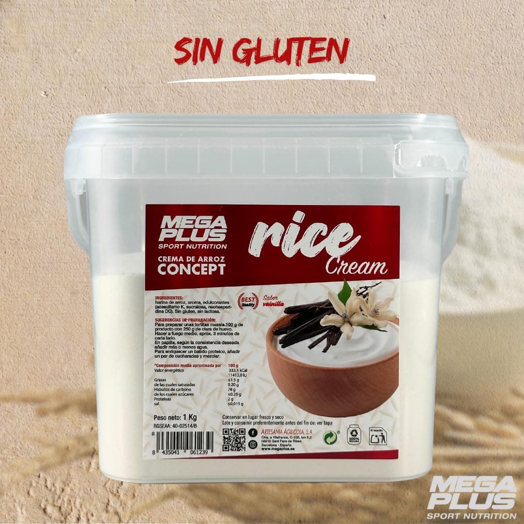 Crema de Arroz - Mega Plus Concept - Crema de arroz en polvo - Sin azúcares añadidos - alto en carbohidratos - Sin Gluten - Sin Lactosa- 1 kg (1 Kg, Choco Nutella) — view 5