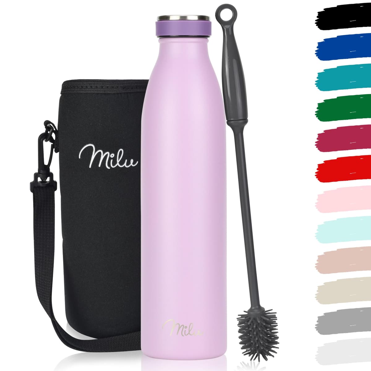 Milu Stainless Steel Drinking Bottle 1500 ml - Insulated Thermo Flask for Water - Leak Proof, Insulated and Double Walled, Carbonated (Granite Navy Blue, 1,5L) — view 82