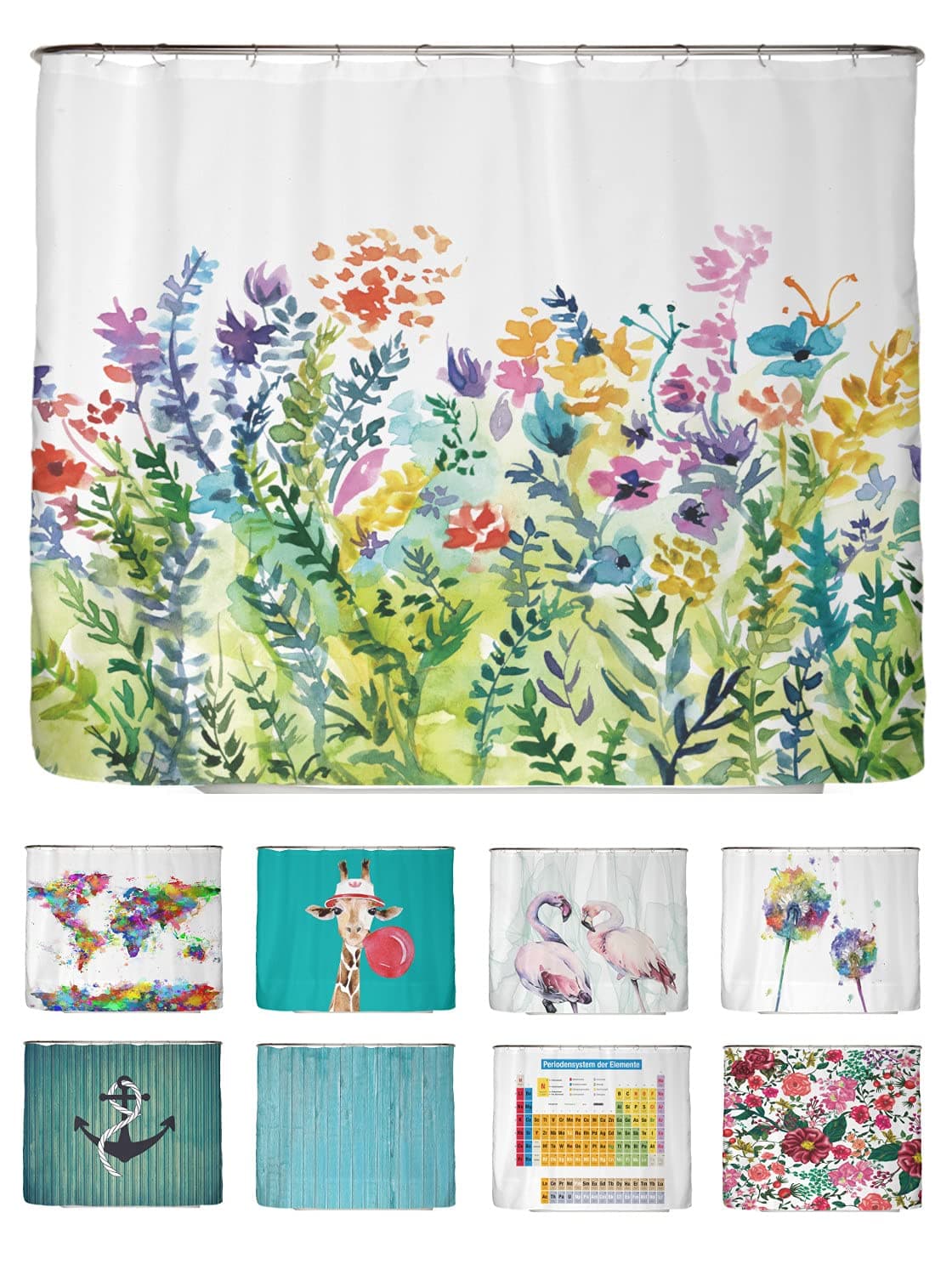arteneur® - Cortina de Ducha 180x200 - Cortina de Baño Antimoho de Tela, Impermeable, Lavable y Opaco con Dobladillo Ponderado y Anillas (Tabla Periódica Española) — view 141