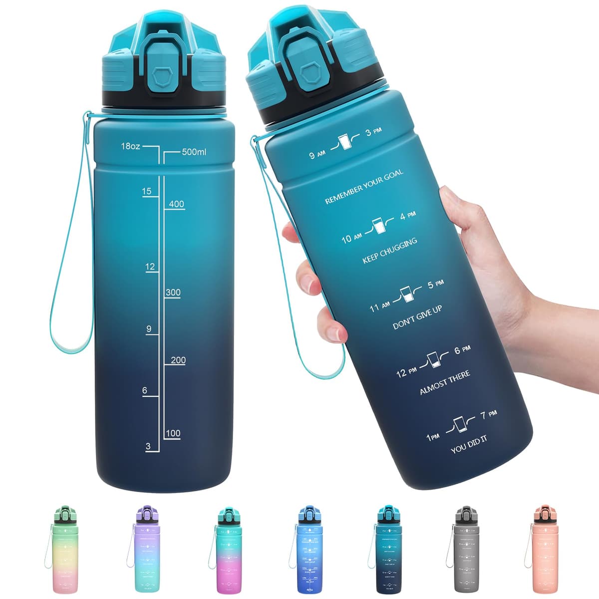ZOUNICH Botella Agua Deporte, Botella Agua Niños sin BPA Reutilizable Plástico Tritan - 500 ml / 700 ml / 1 l, Cantimploras para Te con Filtro, para Infantil, Gimnasio, Bicicleta — view 37