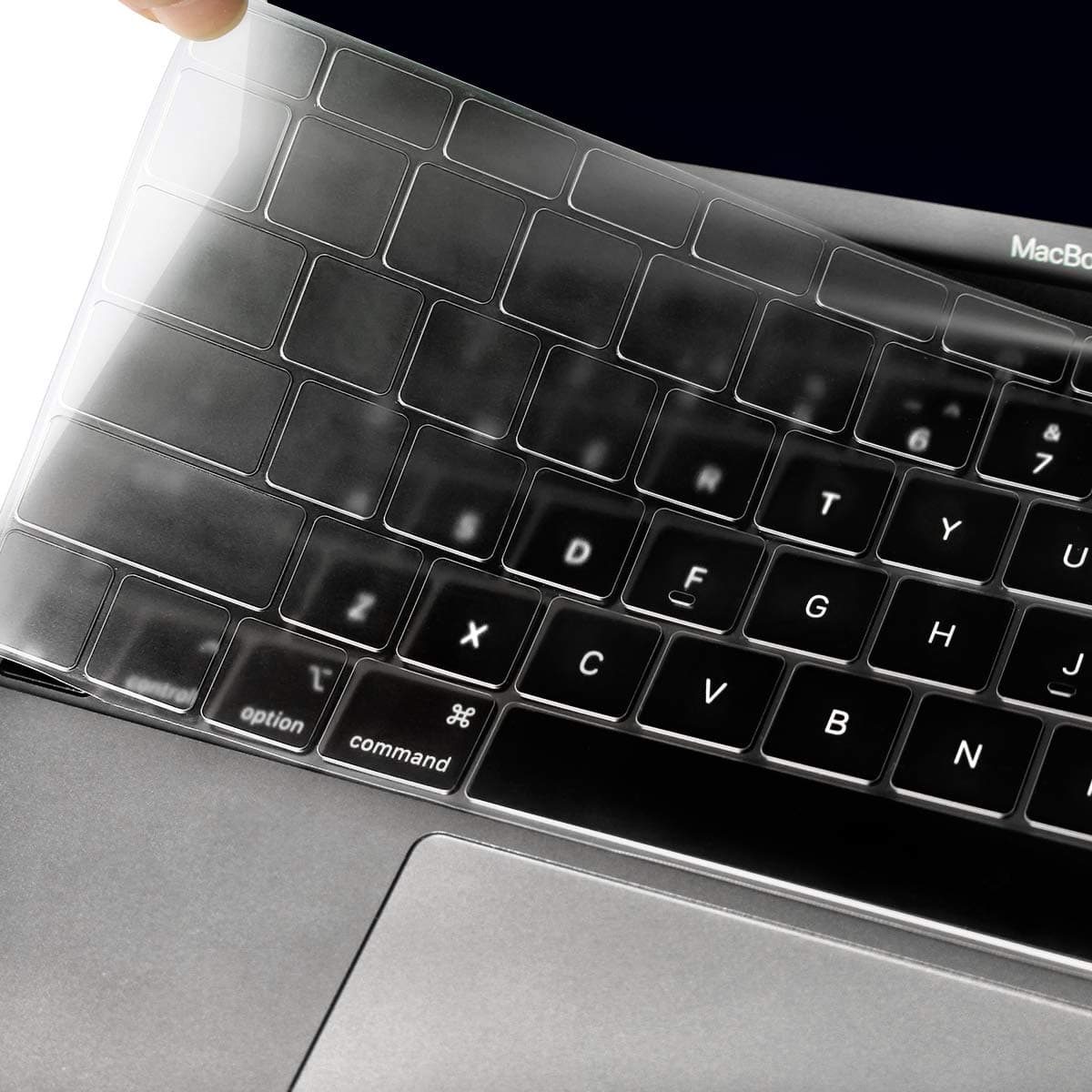 Se7enline Ultra Thin TPU Keyboard Cover for MacBook Air 13 Inch 2023 2022 2021 2020 (Compatible with Model: A2337/A2179, UK Layout) Touch ID Keyboard Protector Protective Skin, Transparent/Clear — view 4
