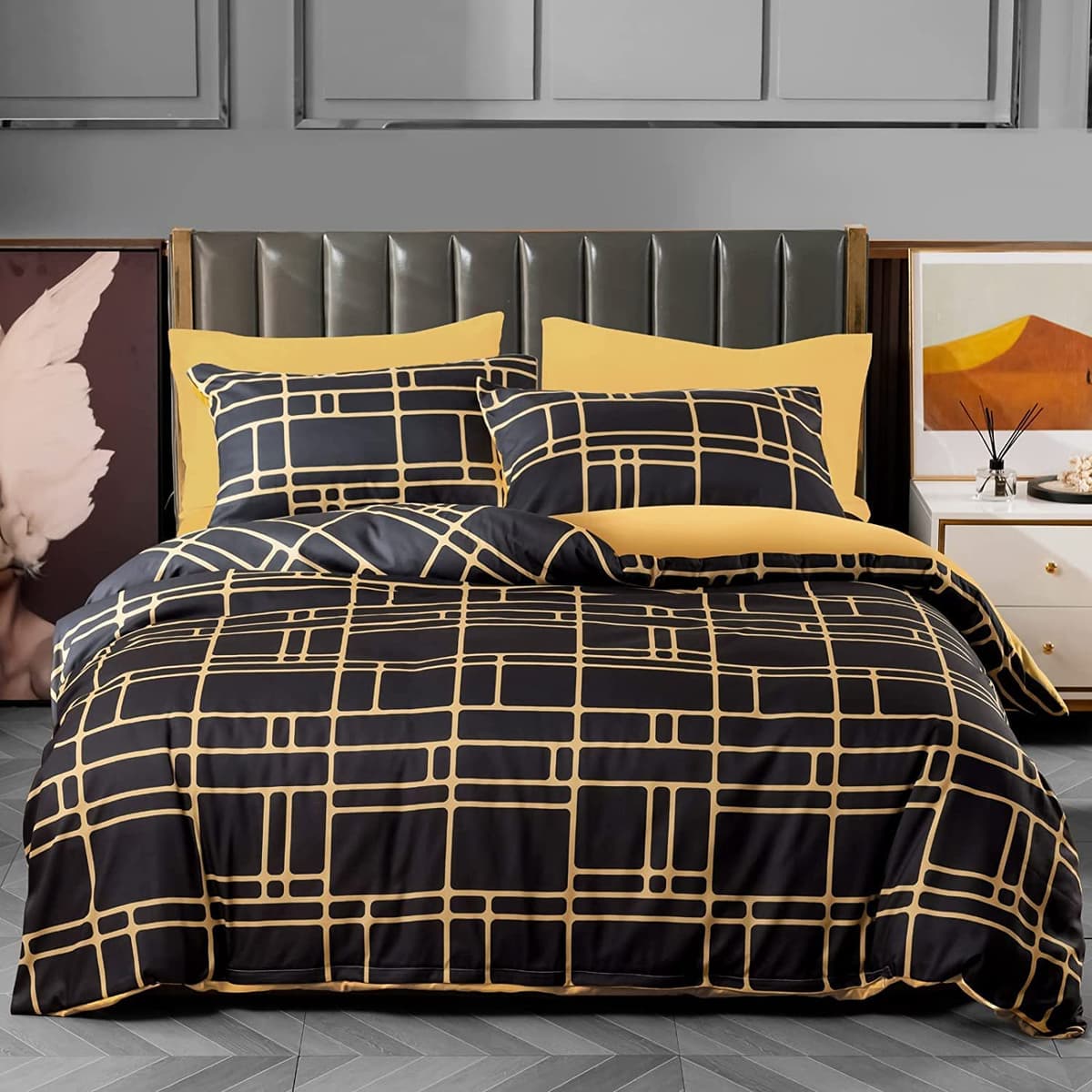 Pamposh 3 Pcs Single Duvet Cover Set with Matching Black Single Fitted Sheet 40 cm Extra Deep Pocket - UltraSoft Breathable Premium Microfibre Reversible Quilt Cover Bedding Set For All Seasons — view 4