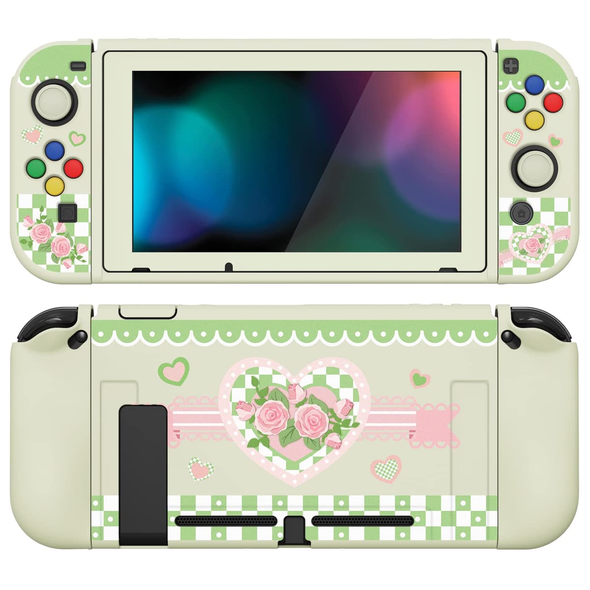 playvital ZealProtect Soft Protective Case for Nintendo Switch, Flexible Cover Protector for Switch with Screen Protector & Thumb Grip Caps & ABXY Direction Button Caps - Cherry Bunny & Cherry Bear — view 30