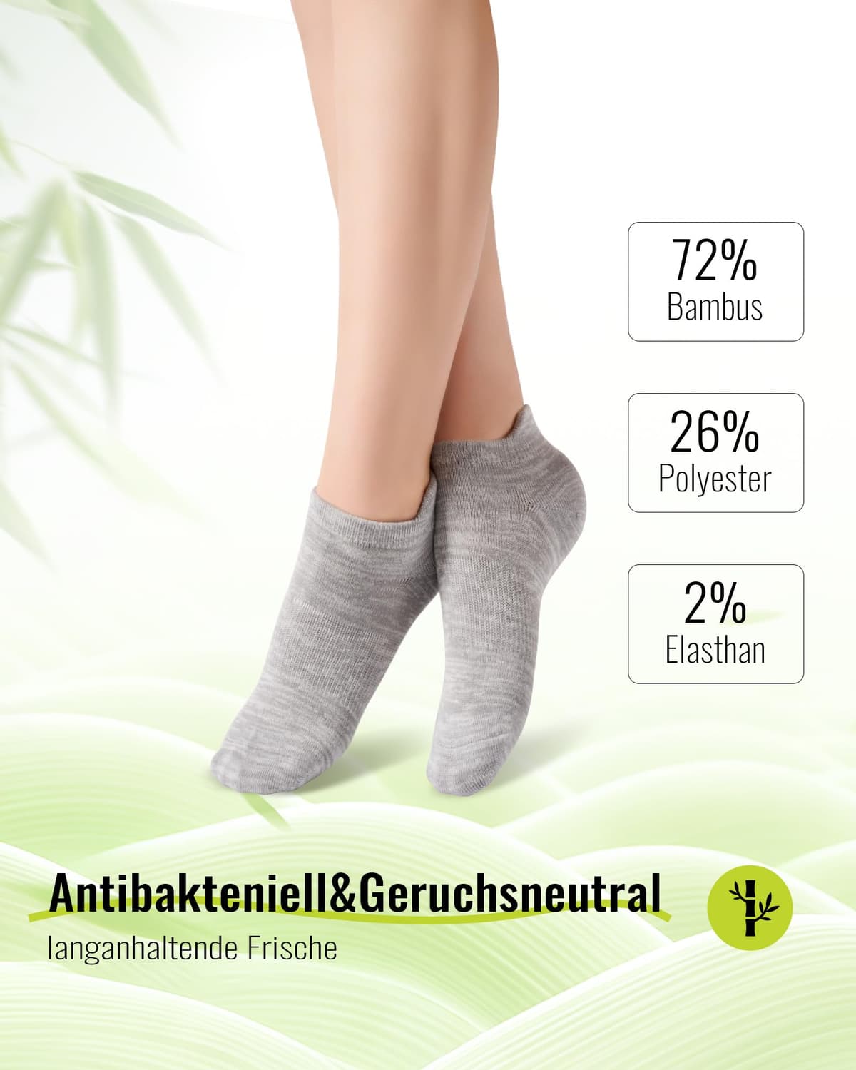 SukModen Calcetines Tobilleros de Bambú, Calcetines Cortos Mujer, Calcetines Transpirables para Deporte, Running y Ciclismo, Anti-Ampollas, Extrasuaves, 6 Pares — view 3