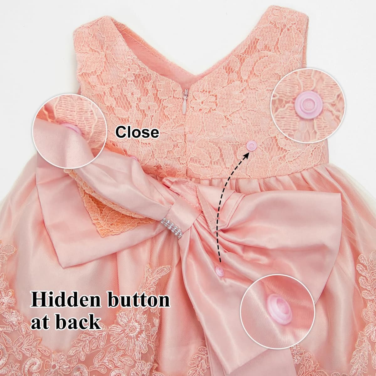 LZH Baby Girls Flower Wedding Dress Toddler Birthday Party Pageant Baptism Christening Tutu Gown Bowknot Dress — view 7