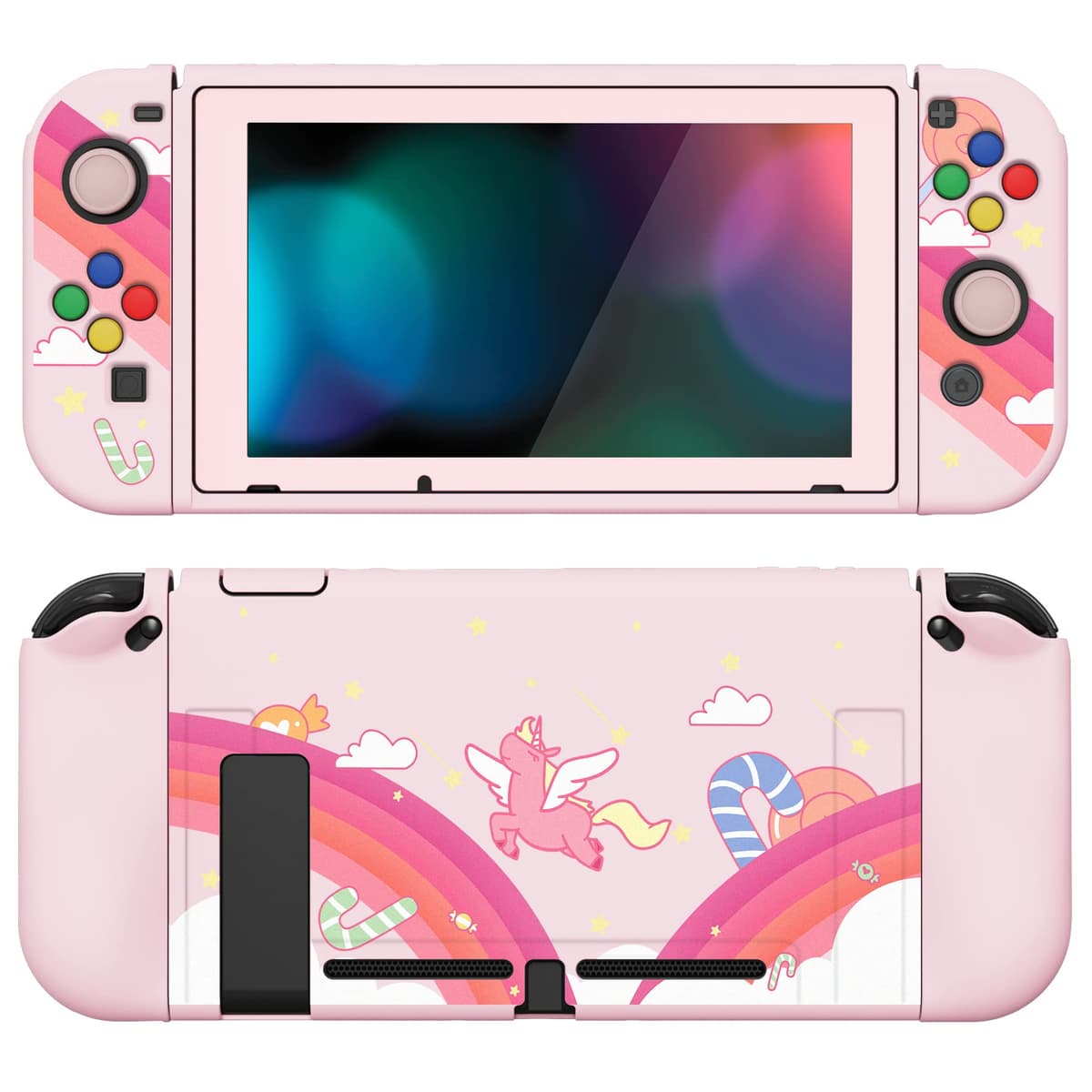 playvital ZealProtect Soft Protective Case for Nintendo Switch, Flexible Cover Protector for Switch with Screen Protector & Thumb Grip Caps & ABXY Direction Button Caps - Cherry Bunny & Cherry Bear — view 45