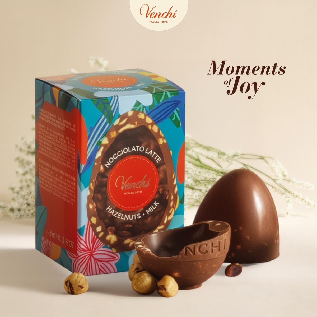 Venchi - Huevo de Chocolate Mignon con Leche y Avellanas, 70 Gr, con Granillo Grueso de "Avellana Piamonte", Sin Gluten, Colección de Pascua Venchi, Idea de Regalo — view 3