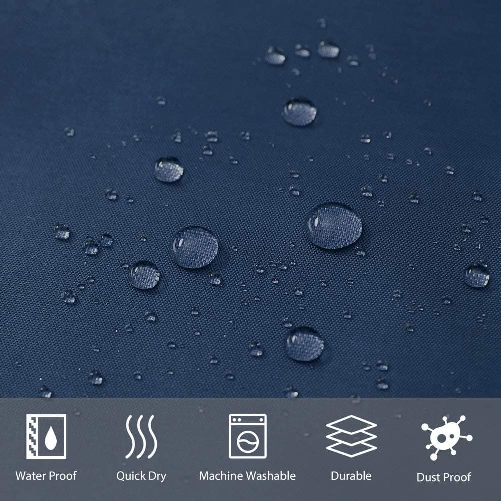 Furlinic Navy Shower Curtain Anti Mould Resistant Waterproof Bathroom Curtains Washable Polyester Fabric 90x180cm with Weight Tape for Bath Wet Room 35x72 Inch. — view 2