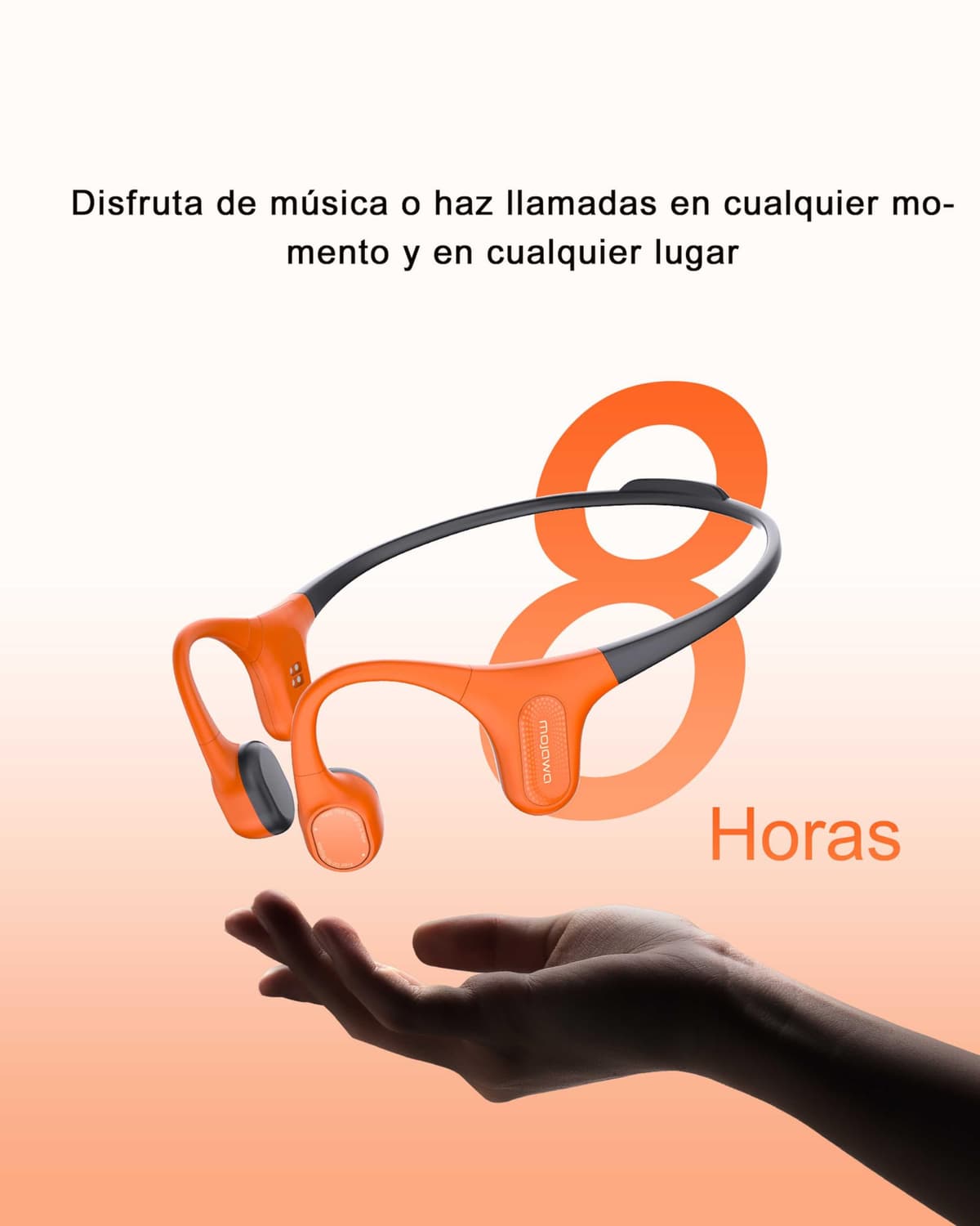 mojawa Aerra Bone Conduction Sports Headphones, Open-Ear, Bluetooth 5.2, IP67 Waterproof, Noise-Cancelling Mic, for Running, Cycling, Hiking, Surfing, Gym, and Workout, Black — view 4