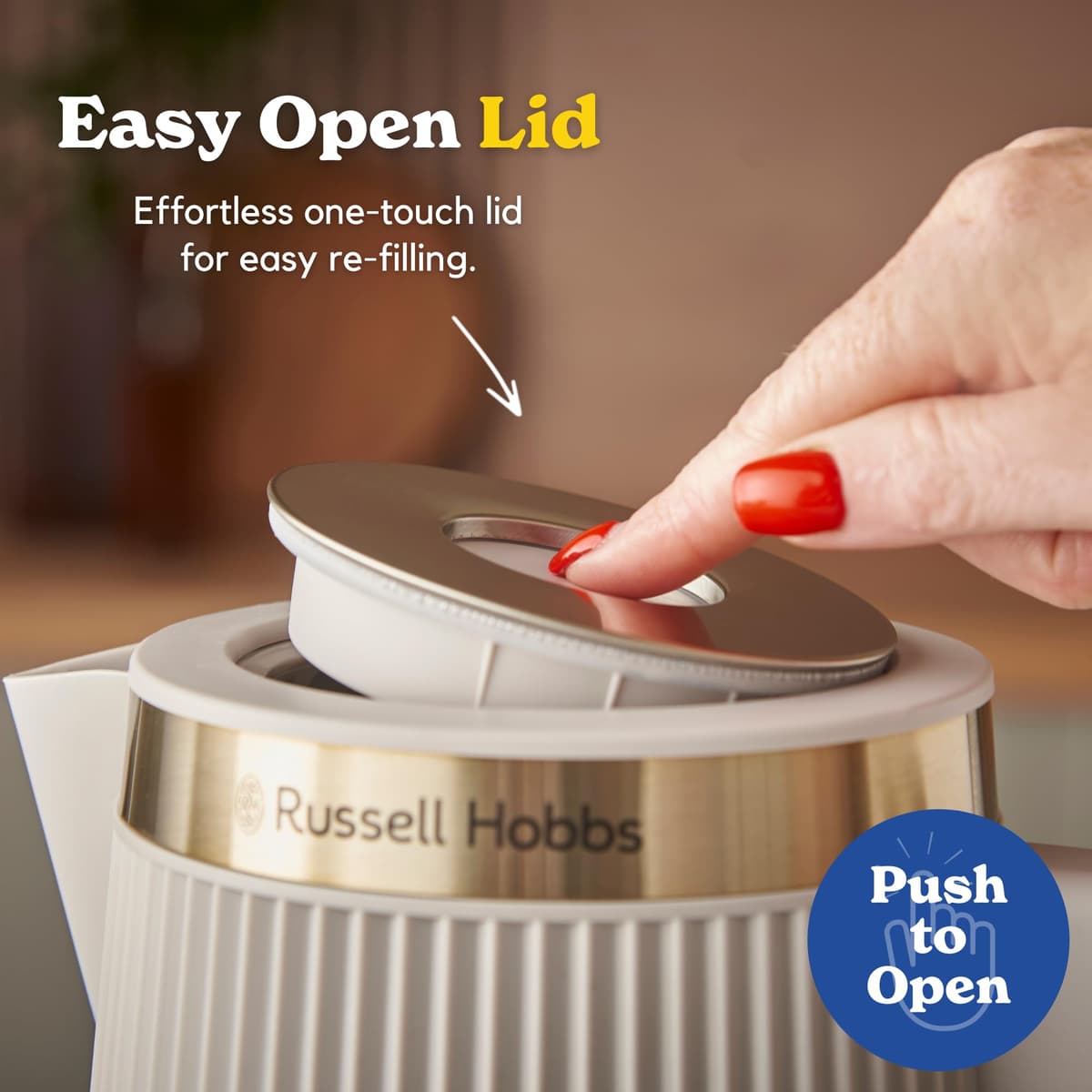 Russell Hobbs Kettle, Brontë Stone, Stylish Matte Design with Chrome Accents, Perfect Pour Spout, 360° Base With Cord Storage, Easy Open Lid, 1.7L Capacity, 3000W — view 3
