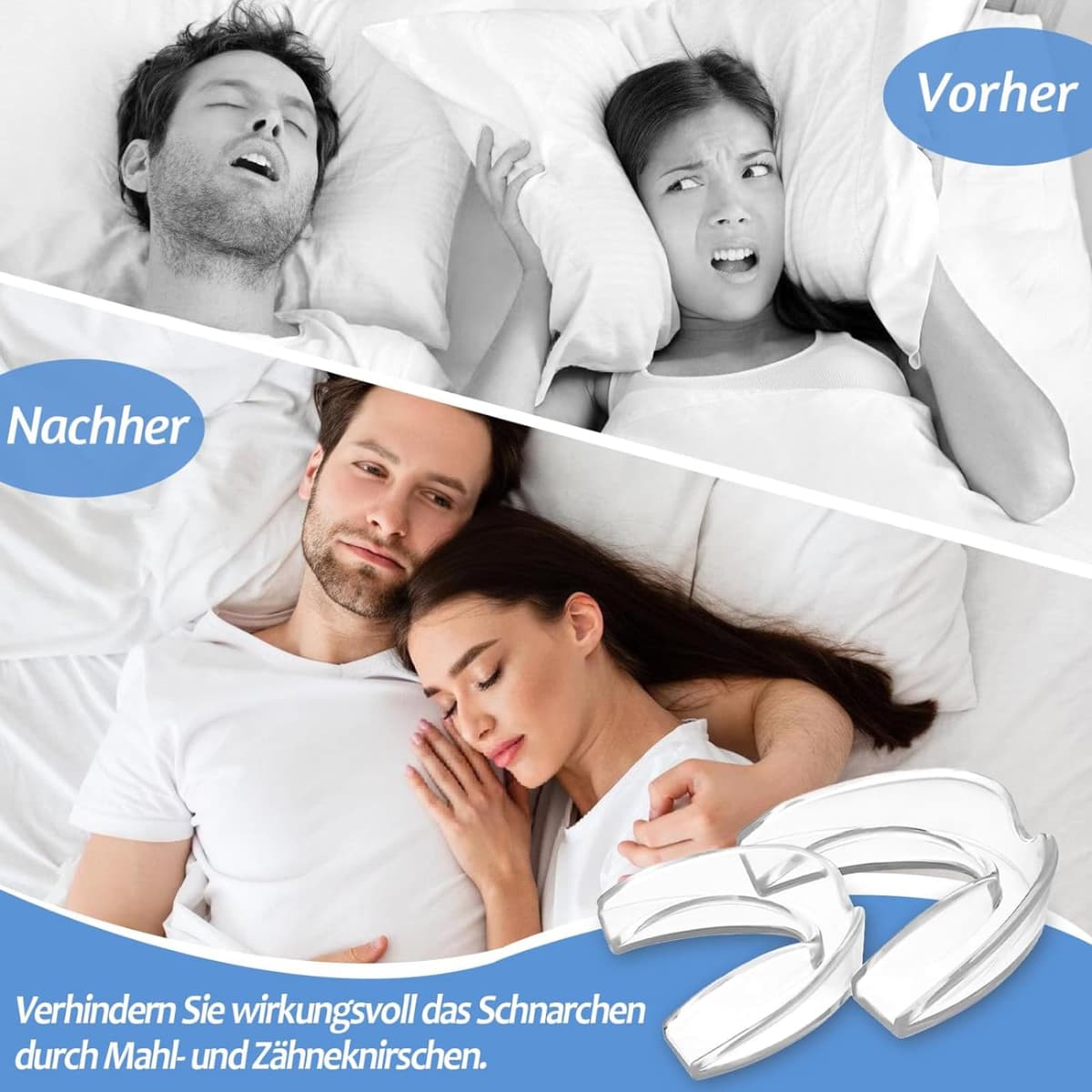 4 Piezas Ferula Descarga Bruxismo, Férula Dental de Descarga in 2 Tamaños, Protector Bucal para Dormir, Protector Bucal Bruxismo con Caja, Ideal para el Bruxismo — view 5