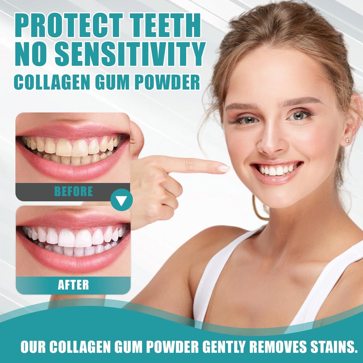 Polvo Dientes,Hydroxyapatite Polvo,contiene Colágeno e Hidroxiapatita,Polvos para el Cuidado Dental,Cuidado Suave para los Dientes(50g) — view 5
