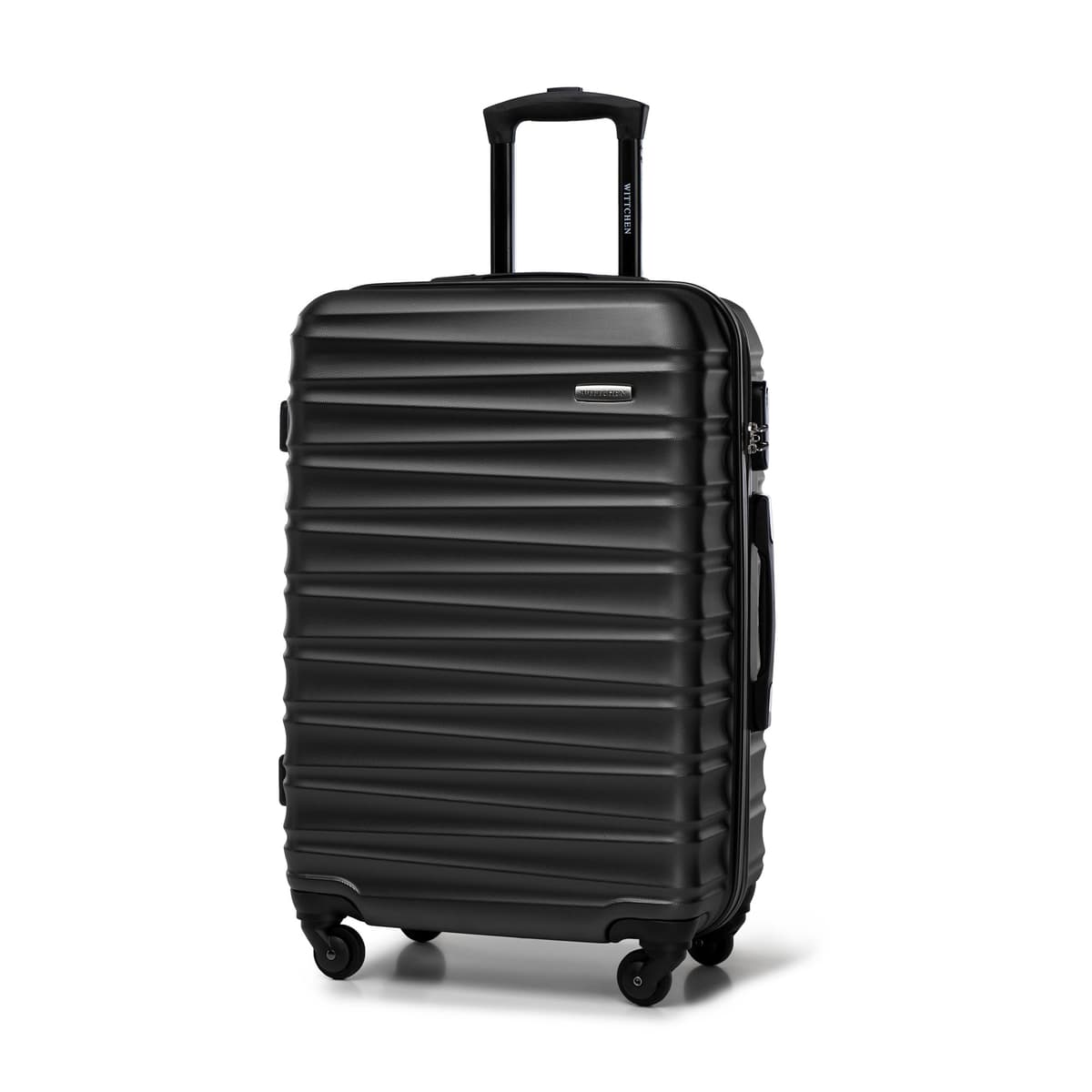 WITTCHEN Maleta Grande Trolley ABS rígido para facturación con 4 Ruedas giratorias Cerradura de combinación asa telescópica Groove Line Negro Ryanair/Vueling/Iberia/easyJet/Iberia Express — view 39