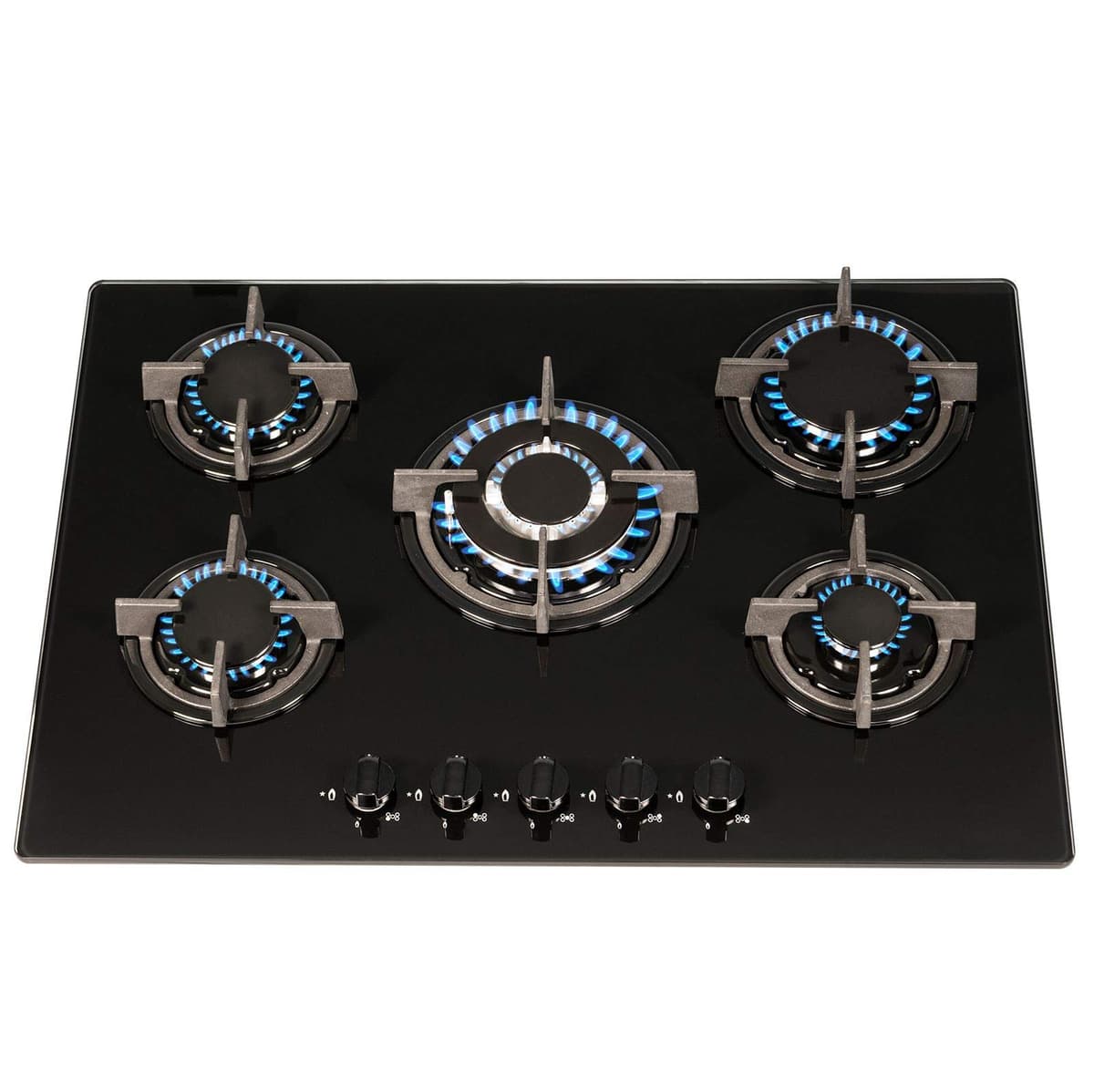 SIA Black Touch Control Single Oven, 5 Burner Gas Hob And Chimney Extractor Fan — view 3