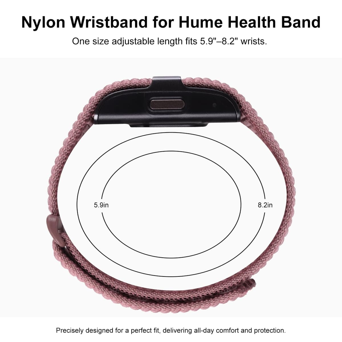ZOOROO Nylon Loop Sport Replacement Bands Compatible with Hume Health Band, Soft Breathable Adjustable Wrist Band for Hume Band Replacement Strap Wristband for Fitness Tracker Women Men — view 4