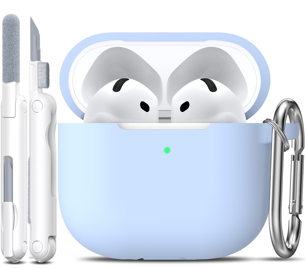 R-fun Funda para AirPods 4 con Kit de Limpieza, Case de Silicona Suave con Llavero, Funda Protectora Completa para Hombres y Mujeres, Compatible con Apple Latest Airpods 4th, Rojo — view 77