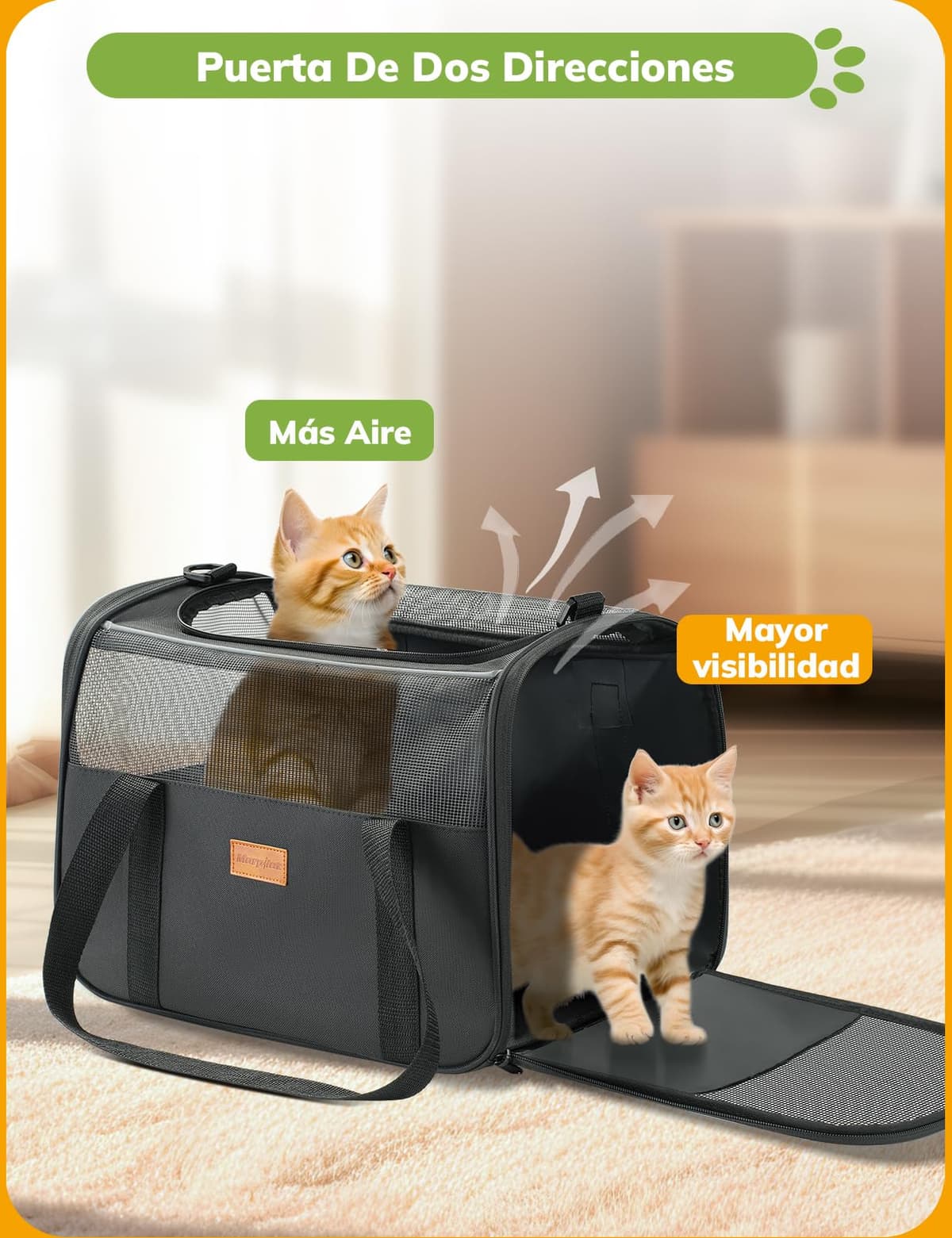 Morpilot Transportín Perro y Gato, Bolsa de Transporte Plegable y Transpirable con Correa de Hombro Ajustable, Ideal para Gatos y Mochila de Viaje para Perros Pequeños — view 3
