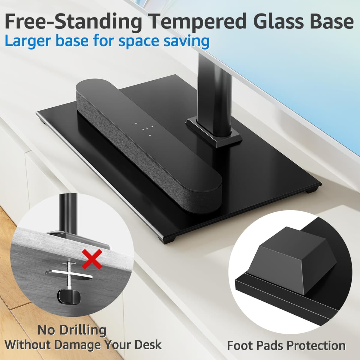 MONTUP Universal TV Stand for 24–60 Inch TV, Height Adjustable Table Top TV Stand Up to 40KG, Pedestal with Bracket Max VESA 400x400mm, EU1335 — view 5